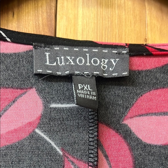 Lauren Ralph Lauren Black and Pink Leaf Print Dress - Picture 2 of 5